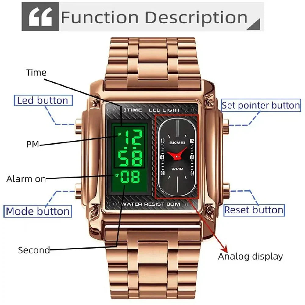SKMEI 1868 – Triple Time Men's Digital-Analog Watch