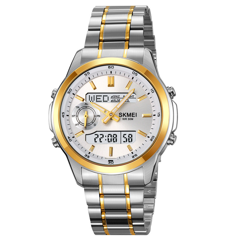 SKMEI 2284 – Luxury Digital Watch | Stainless Steel & Waterproof