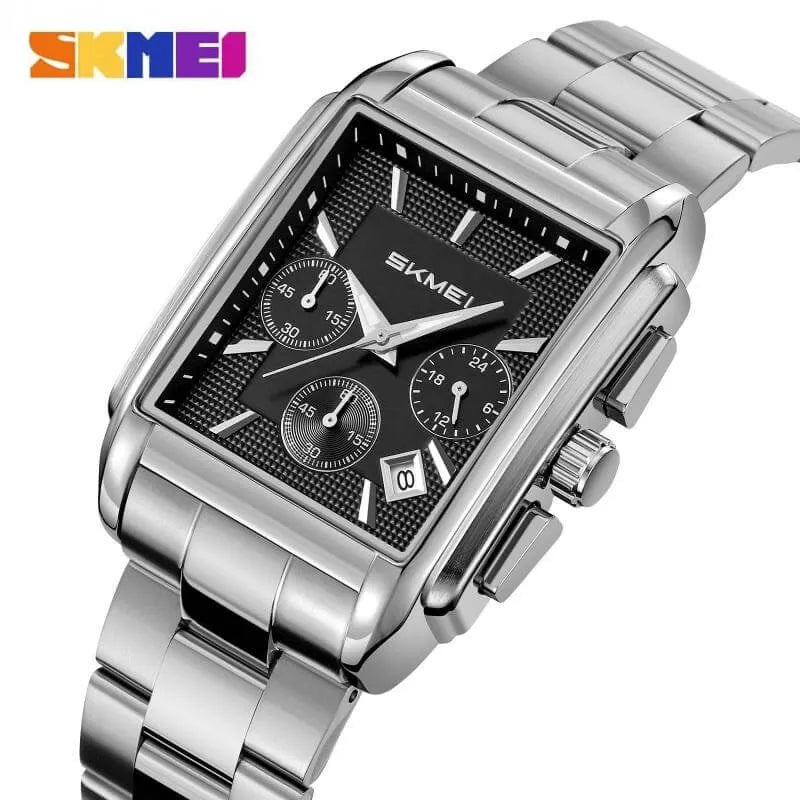 SKMEI 2339 Men's Stainless Steel Chain Watch – Square Design