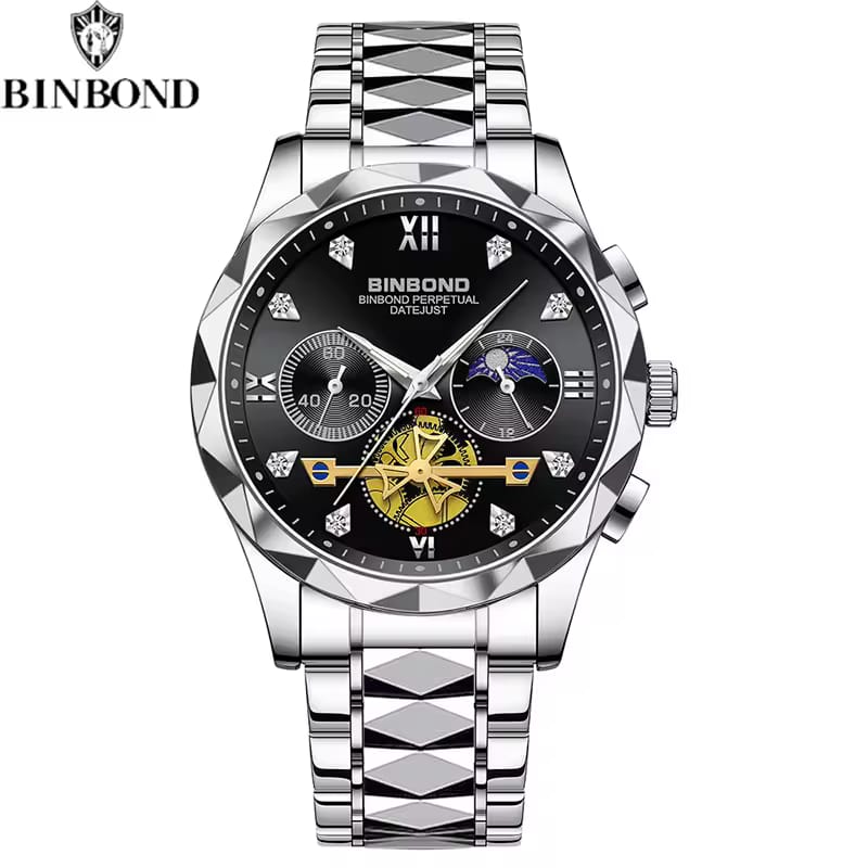 BINBOND B1236 – Luxury Chronograph Stainless Steel Quartz Watch for Men