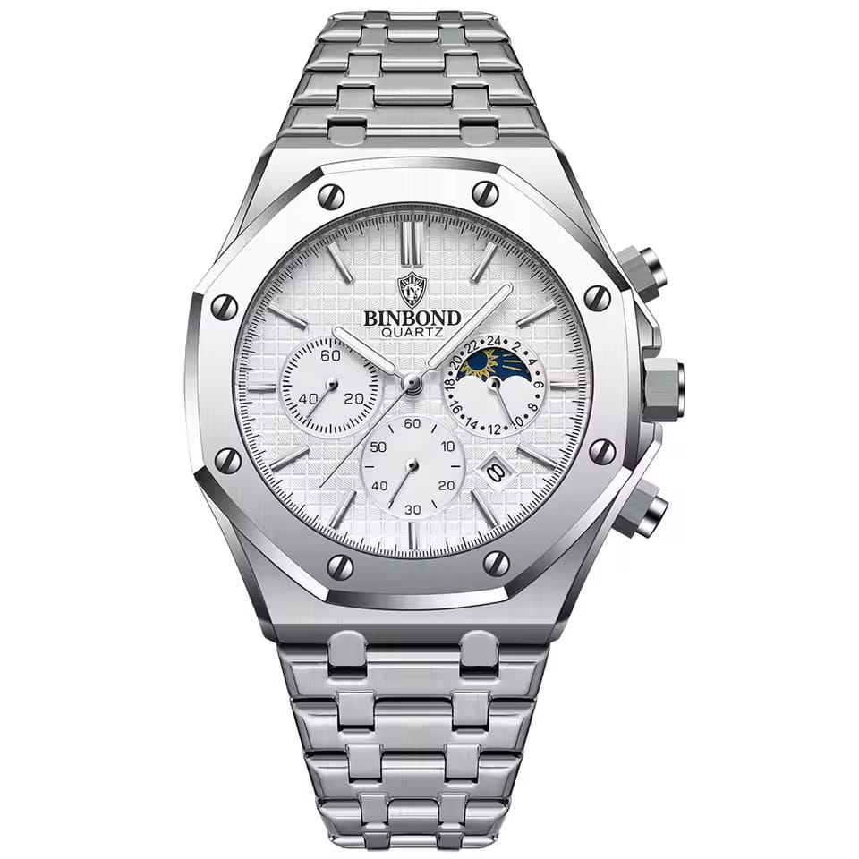 BINBOND B0161 – Stainless Steel Business Casual Quartz Watch for Men
