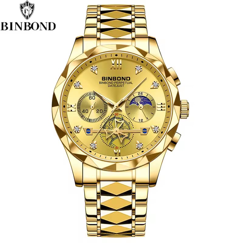 BINBOND B1236 – Luxury Chronograph Stainless Steel Quartz Watch for Men