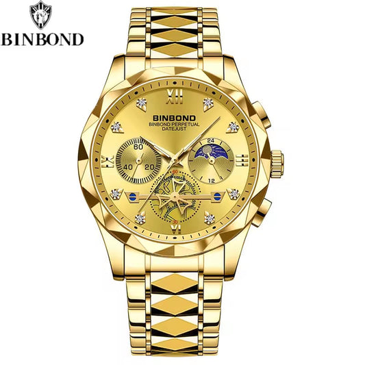 BINBOND B1236 – Luxury Chronograph Stainless Steel Quartz Watch for Men