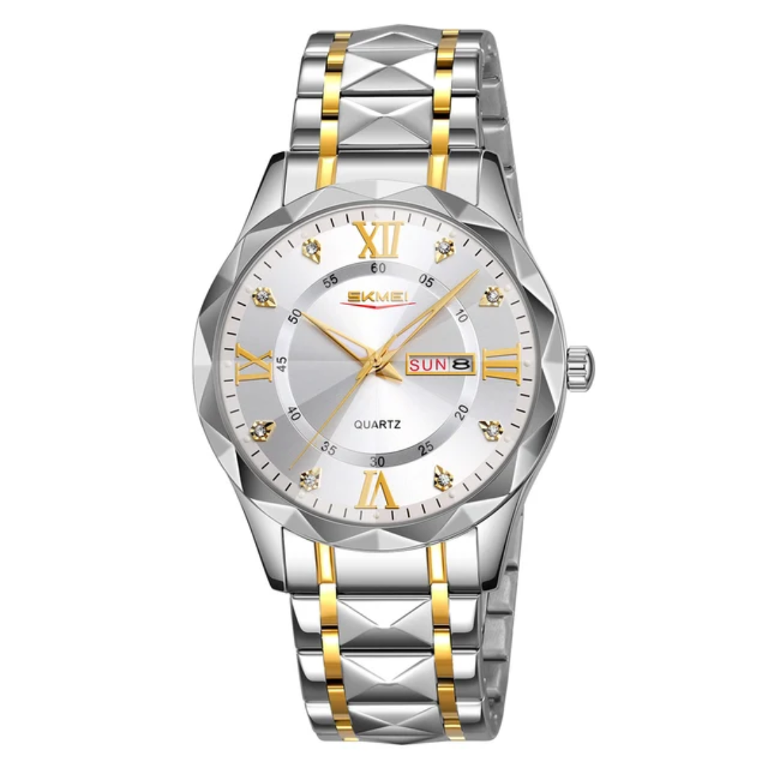 SKMEI 9369 – Stainless Steel Analog Quartz Watch with Luminous Hands