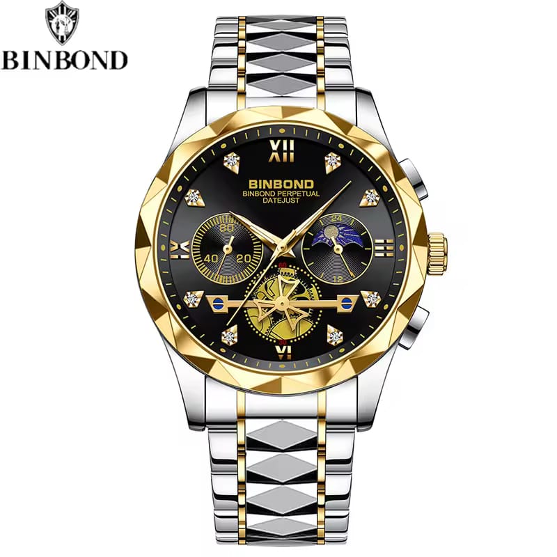BINBOND B1236 – Luxury Chronograph Stainless Steel Quartz Watch for Men