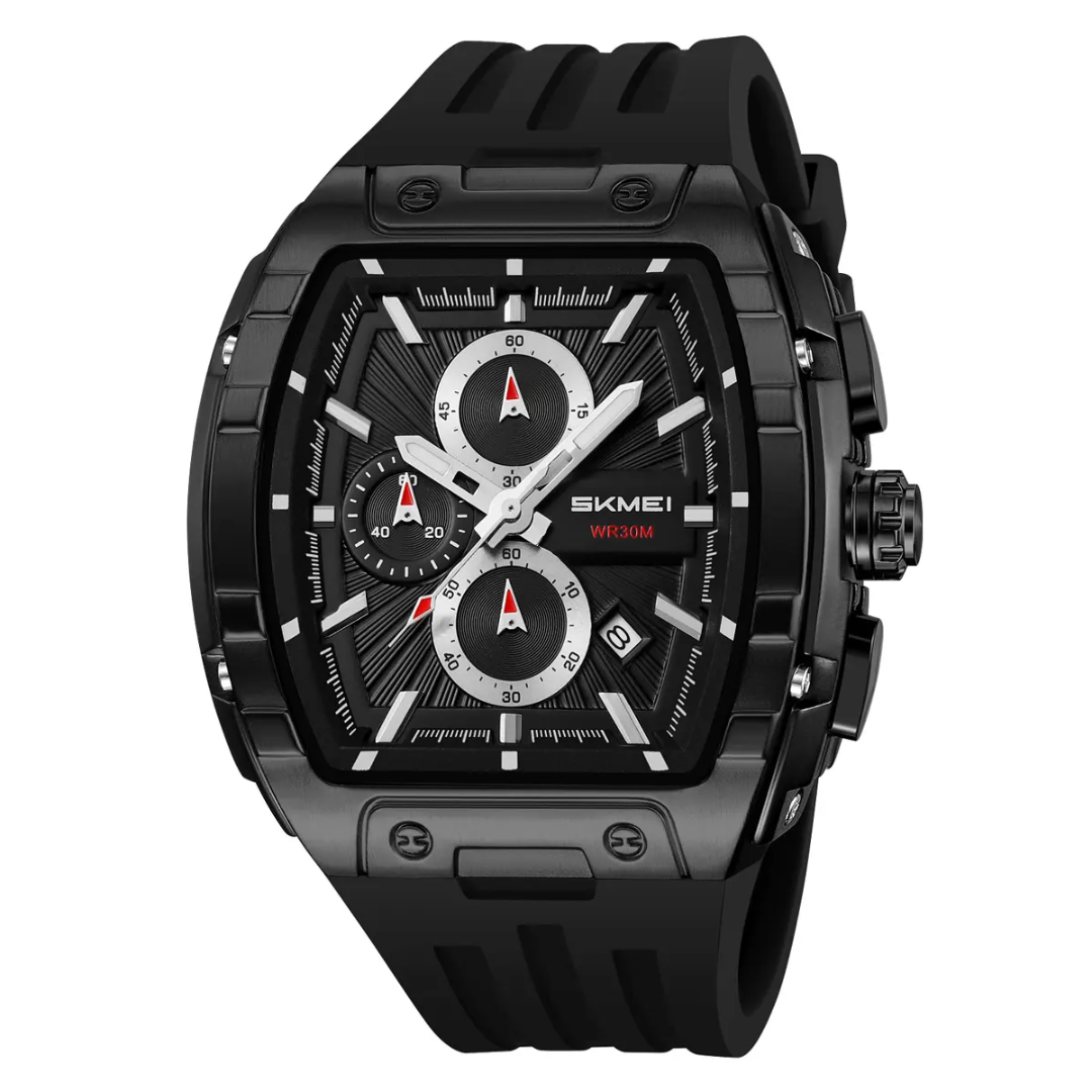 SKMEI 9341 Men’s Quartz Watch – Waterproof, Chronograph, Silicone Band