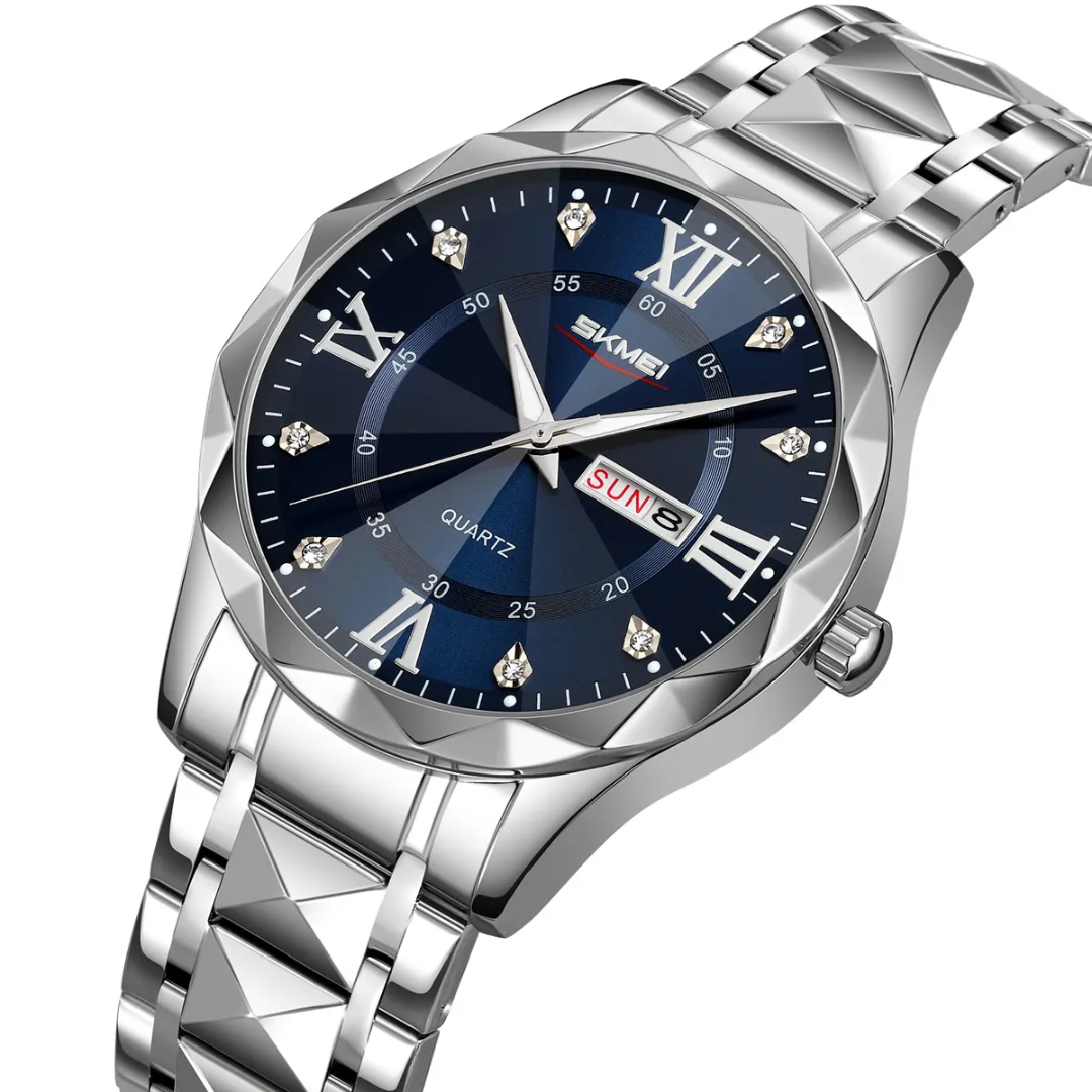 SKMEI 9369 – Stainless Steel Analog Quartz Watch with Luminous Hands