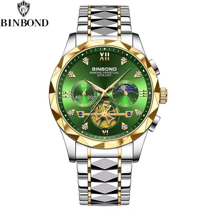 BINBOND B1236 – Luxury Chronograph Stainless Steel Quartz Watch for Men