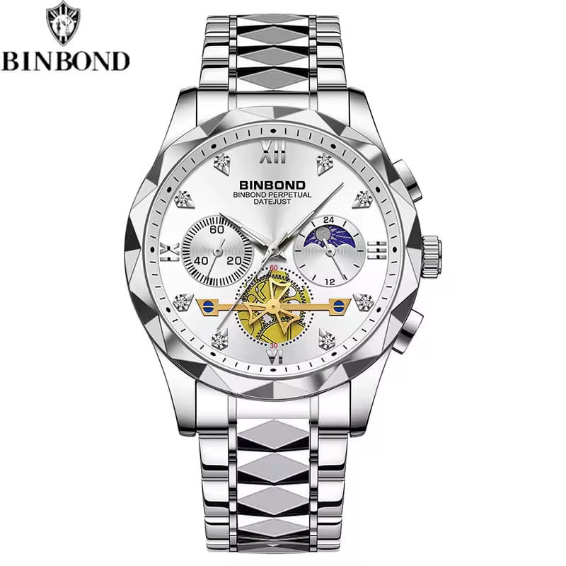BINBOND B1236 – Luxury Chronograph Stainless Steel Quartz Watch for Men