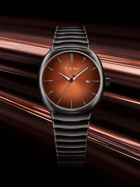 TOMI Men’s Chain Watch – Day/Date, Master Lock Ring Brooch