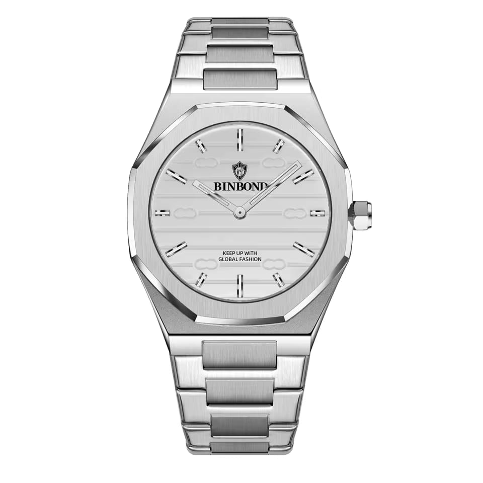 BINBOND Men’s Quartz Watch – Stainless Steel, Luxury Design