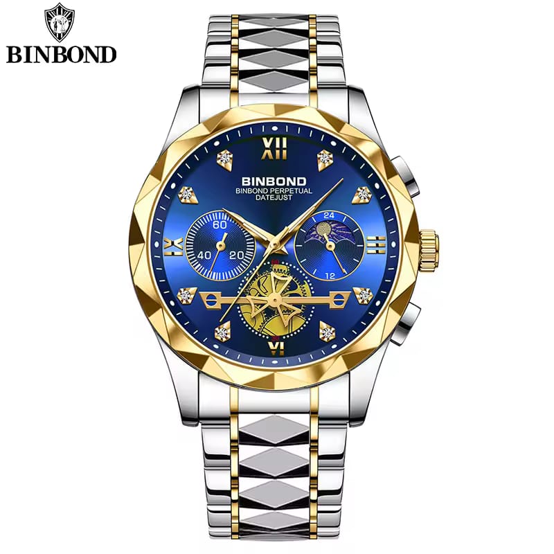 BINBOND B1236 – Luxury Chronograph Stainless Steel Quartz Watch for Men