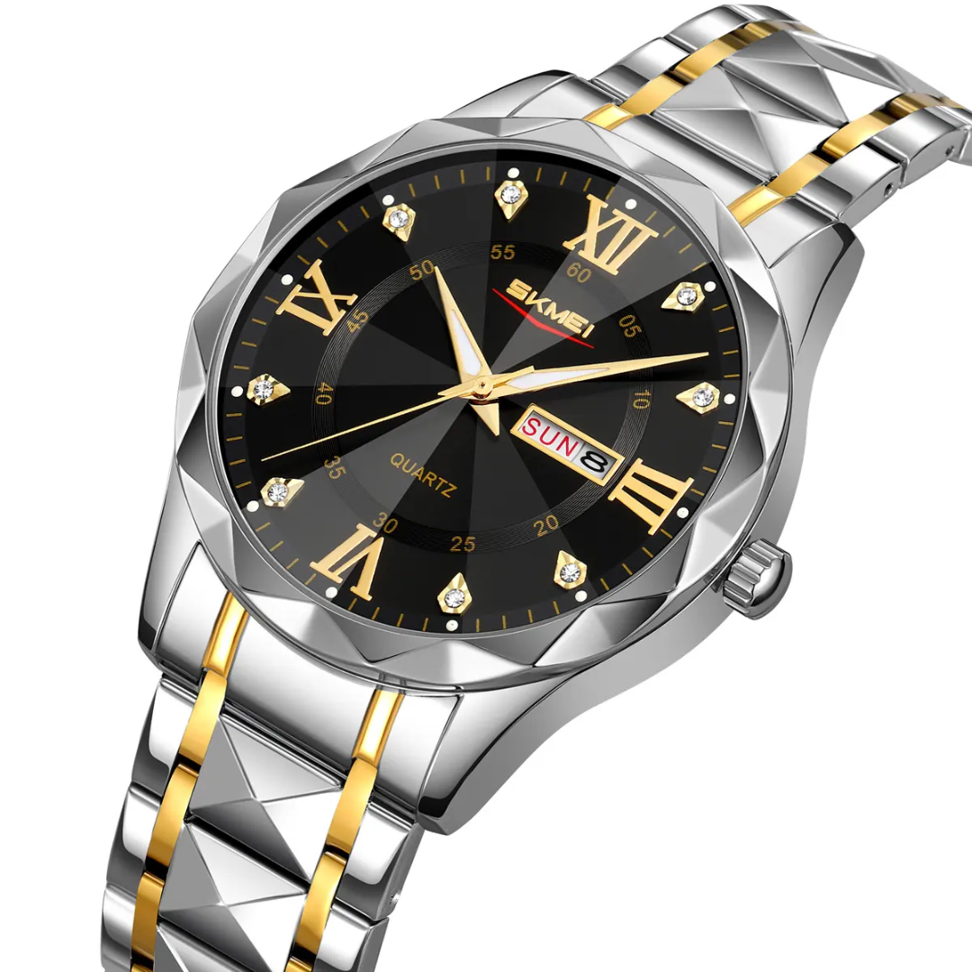 SKMEI 9369 – Stainless Steel Analog Quartz Watch with Luminous Hands