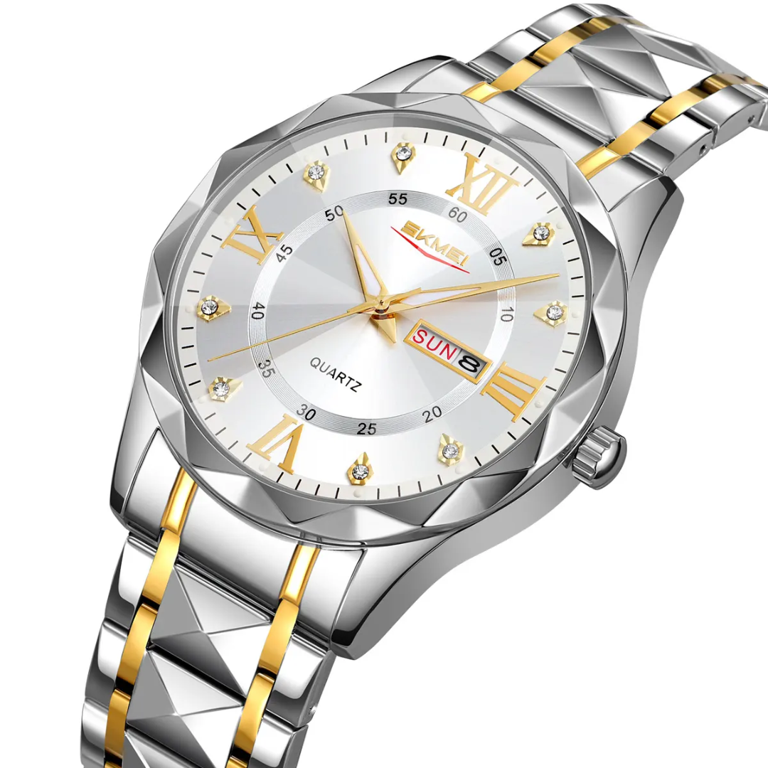 SKMEI 9369 – Stainless Steel Analog Quartz Watch with Luminous Hands