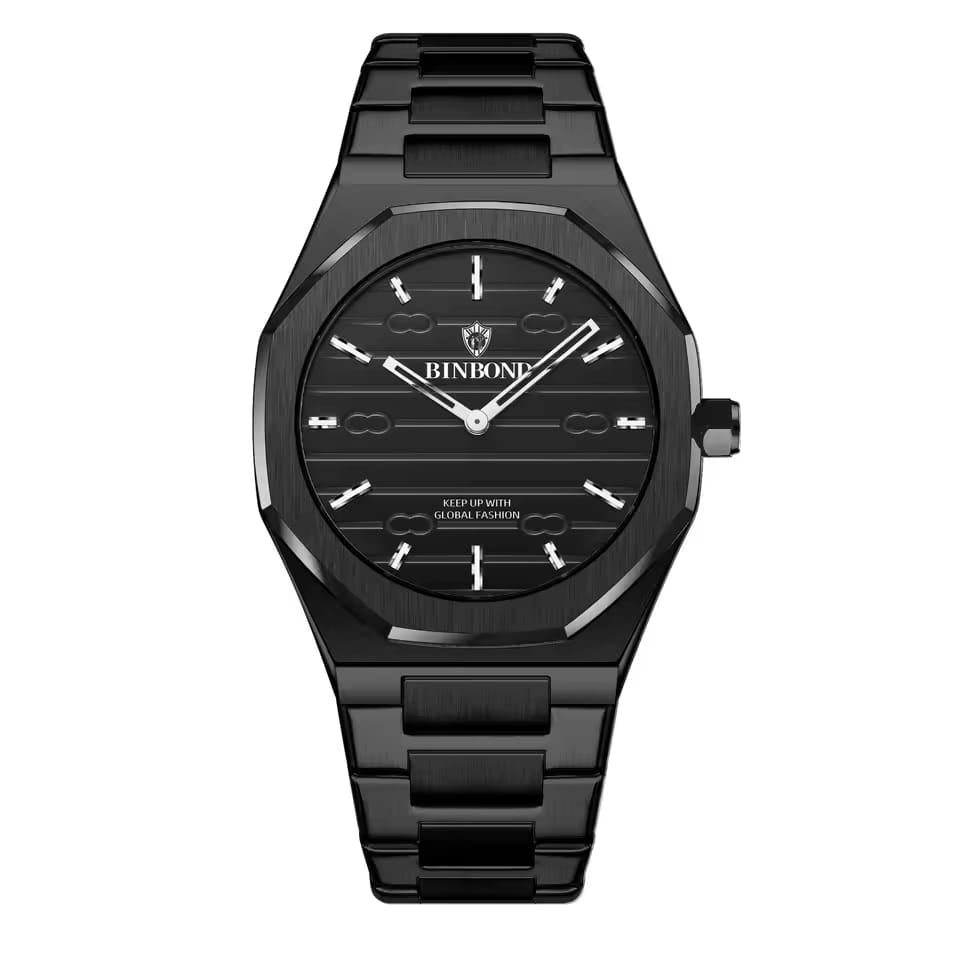 BINBOND Men’s Quartz Watch – Stainless Steel, Luxury Design