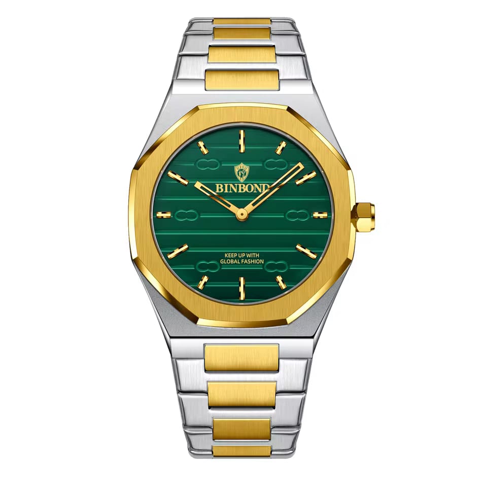 BINBOND Men’s Quartz Watch – Stainless Steel, Luxury Design
