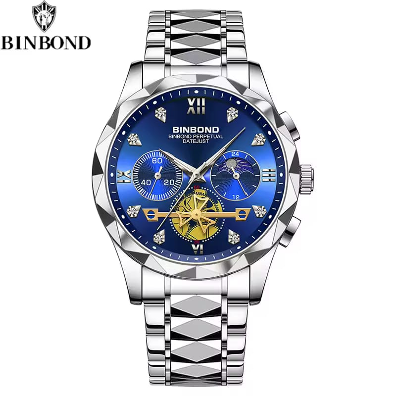BINBOND B1236 – Luxury Chronograph Stainless Steel Quartz Watch for Men