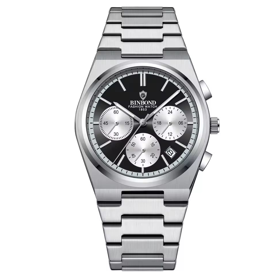 BINBOND Men’s Chronograph Watch – Luxury Stainless Steel