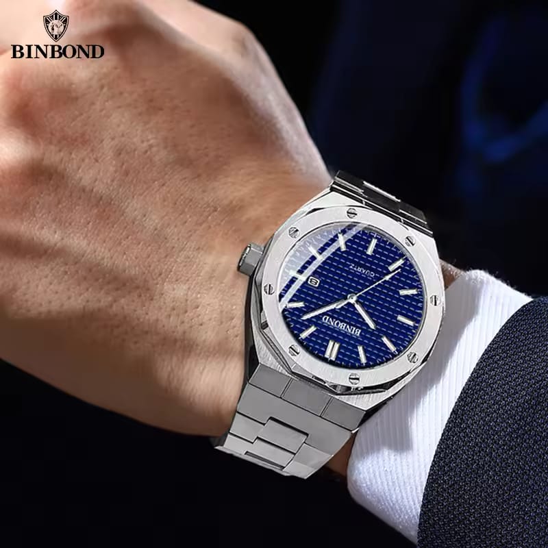 BINBOND B0233 – Luxury Fashion Quartz Stainless Steel Watch for Men