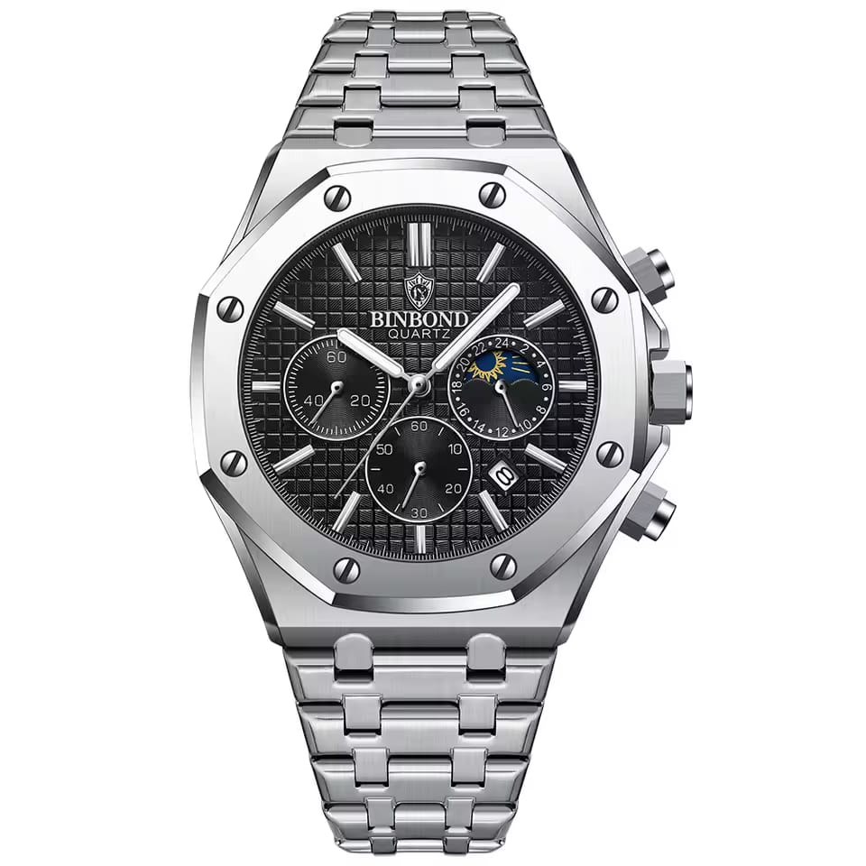 BINBOND B0161 – Stainless Steel Business Casual Quartz Watch for Men