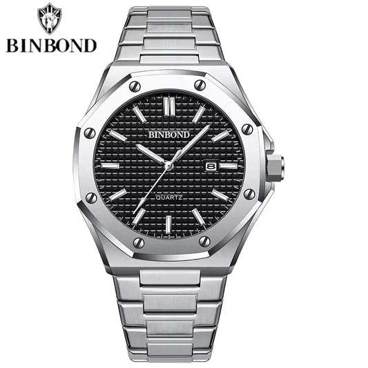 BINBOND B0233 – Luxury Fashion Quartz Stainless Steel Watch for Men