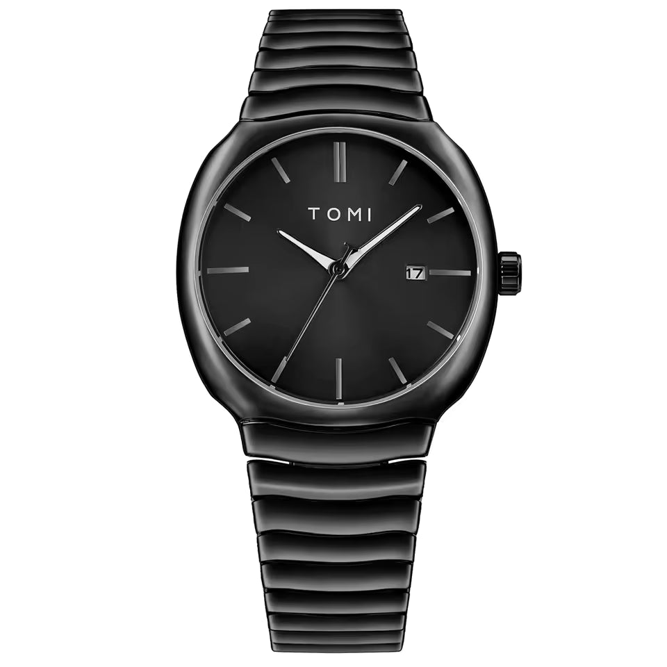 TOMI Men’s Chain Watch – Day/Date, Master Lock Ring Brooch