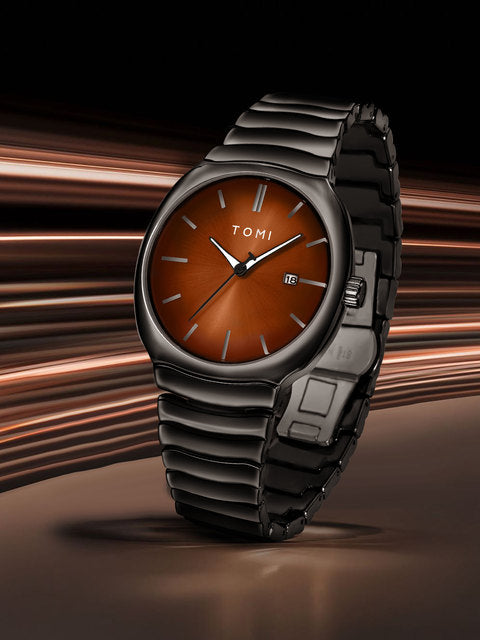 TOMI Men’s Chain Watch – Day/Date, Master Lock Ring Brooch