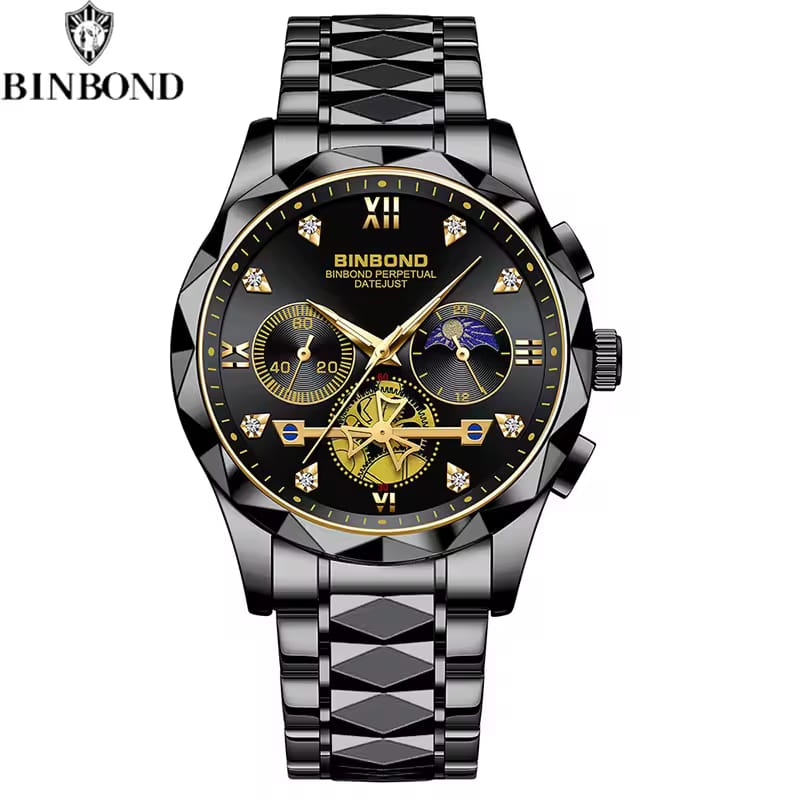 BINBOND B1236 – Luxury Chronograph Stainless Steel Quartz Watch for Men