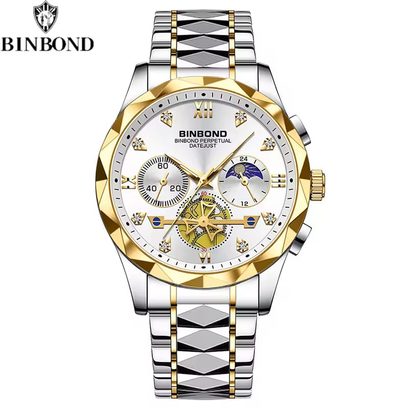 BINBOND B1236 – Luxury Chronograph Stainless Steel Quartz Watch for Men