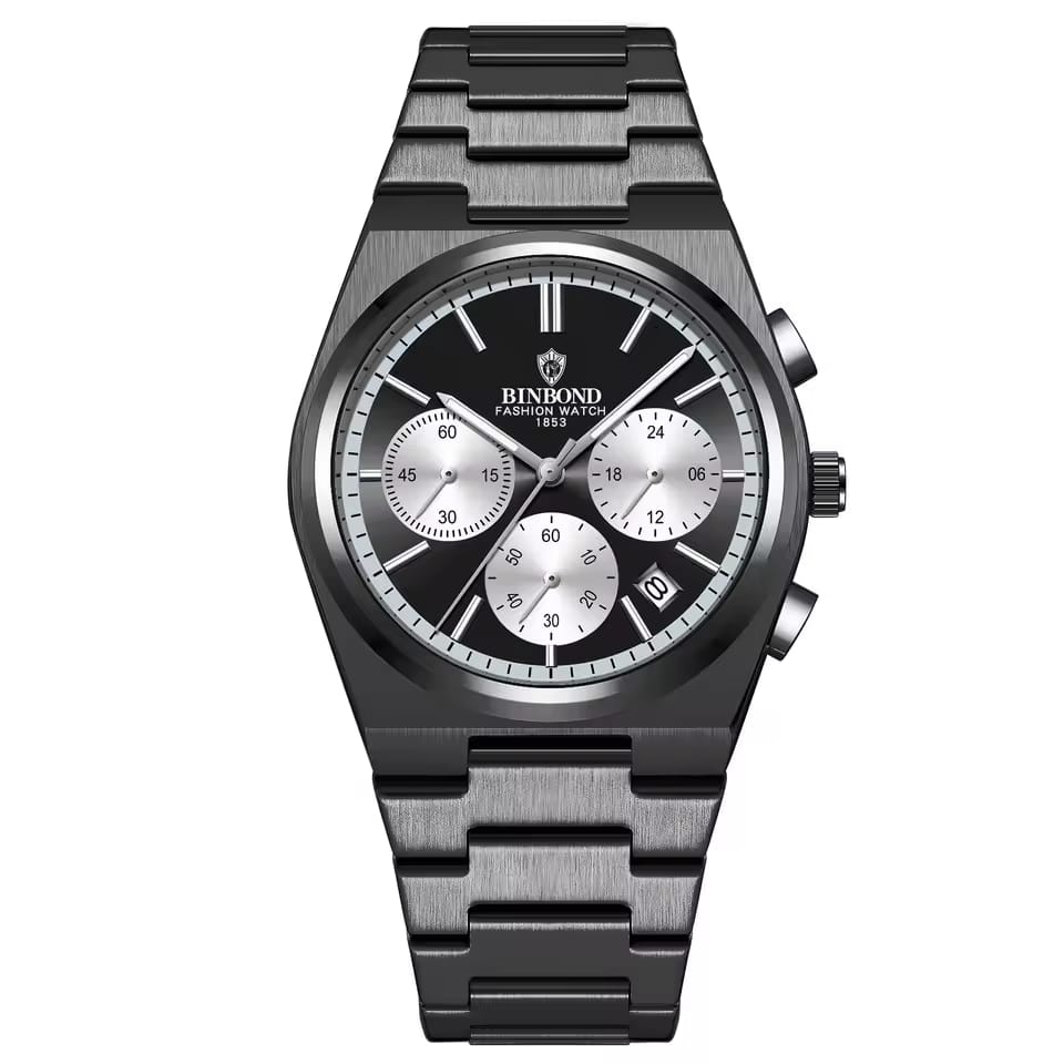 BINBOND Men’s Chronograph Watch – Luxury Stainless Steel