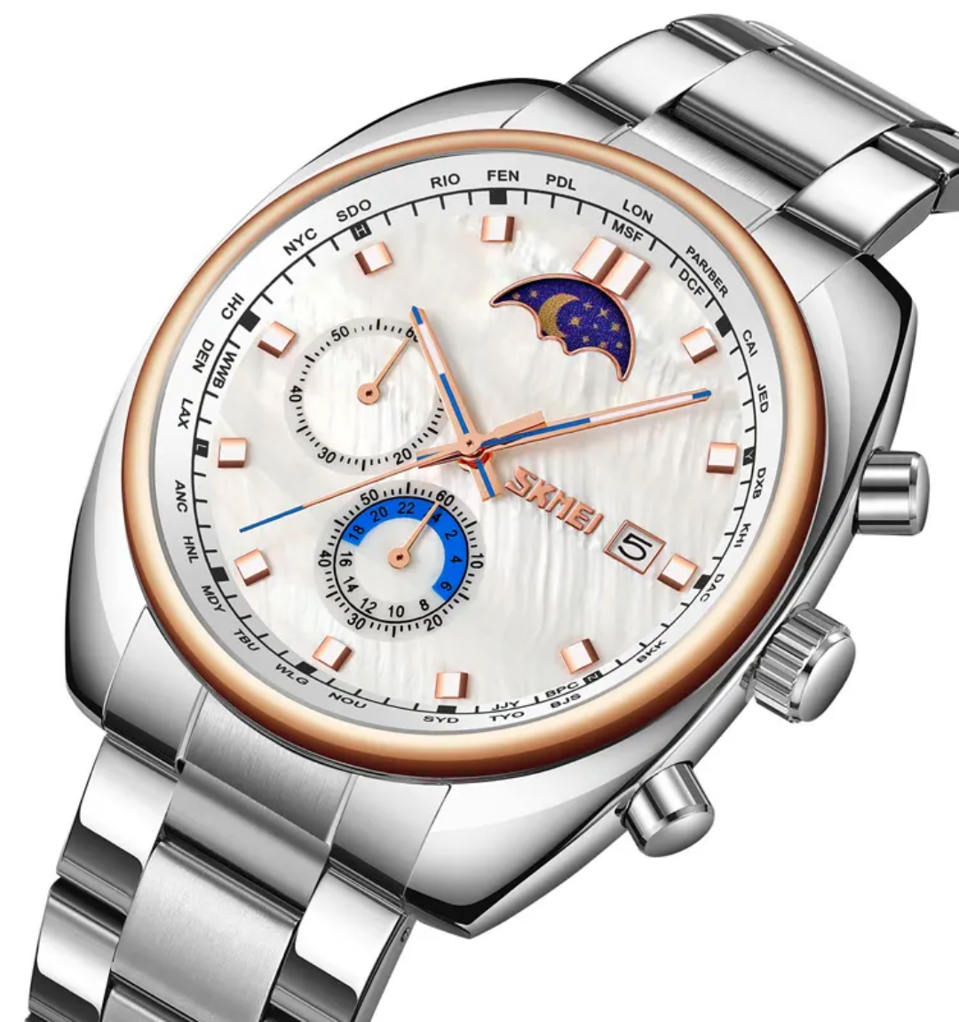 SKMEI 9325 - Quartz Luxury Moon Phase Chrono Watch