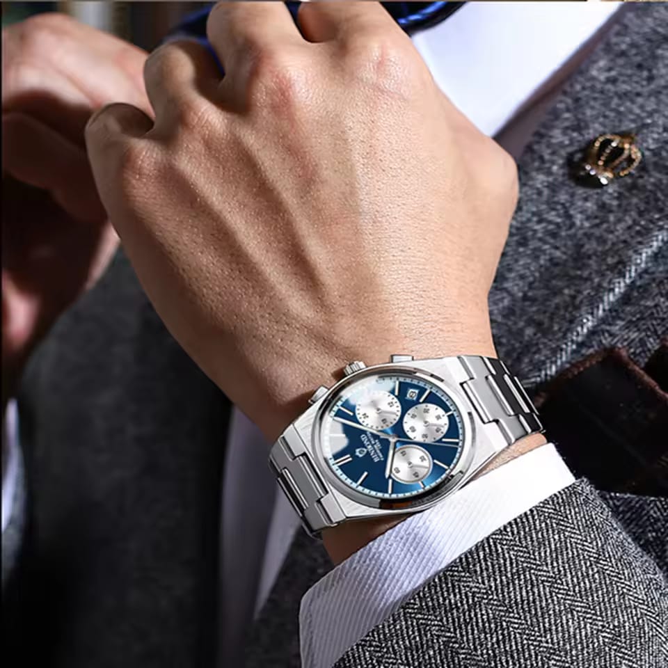 BINBOND Men’s Chronograph Watch – Luxury Stainless Steel