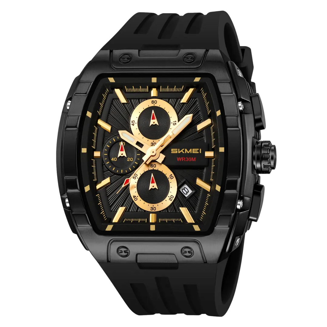 SKMEI 9341 Men’s Quartz Watch – Waterproof, Chronograph, Silicone Band