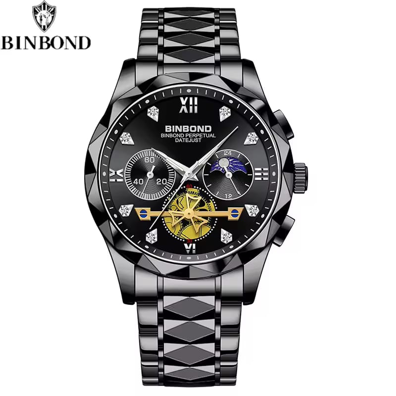 BINBOND B1236 – Luxury Chronograph Stainless Steel Quartz Watch for Men