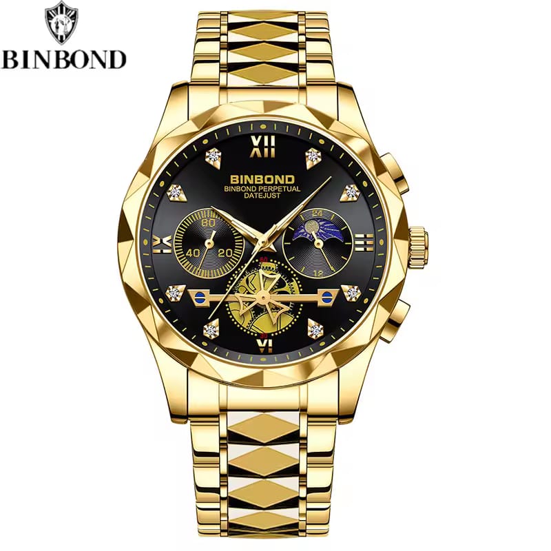 BINBOND B1236 – Luxury Chronograph Stainless Steel Quartz Watch for Men